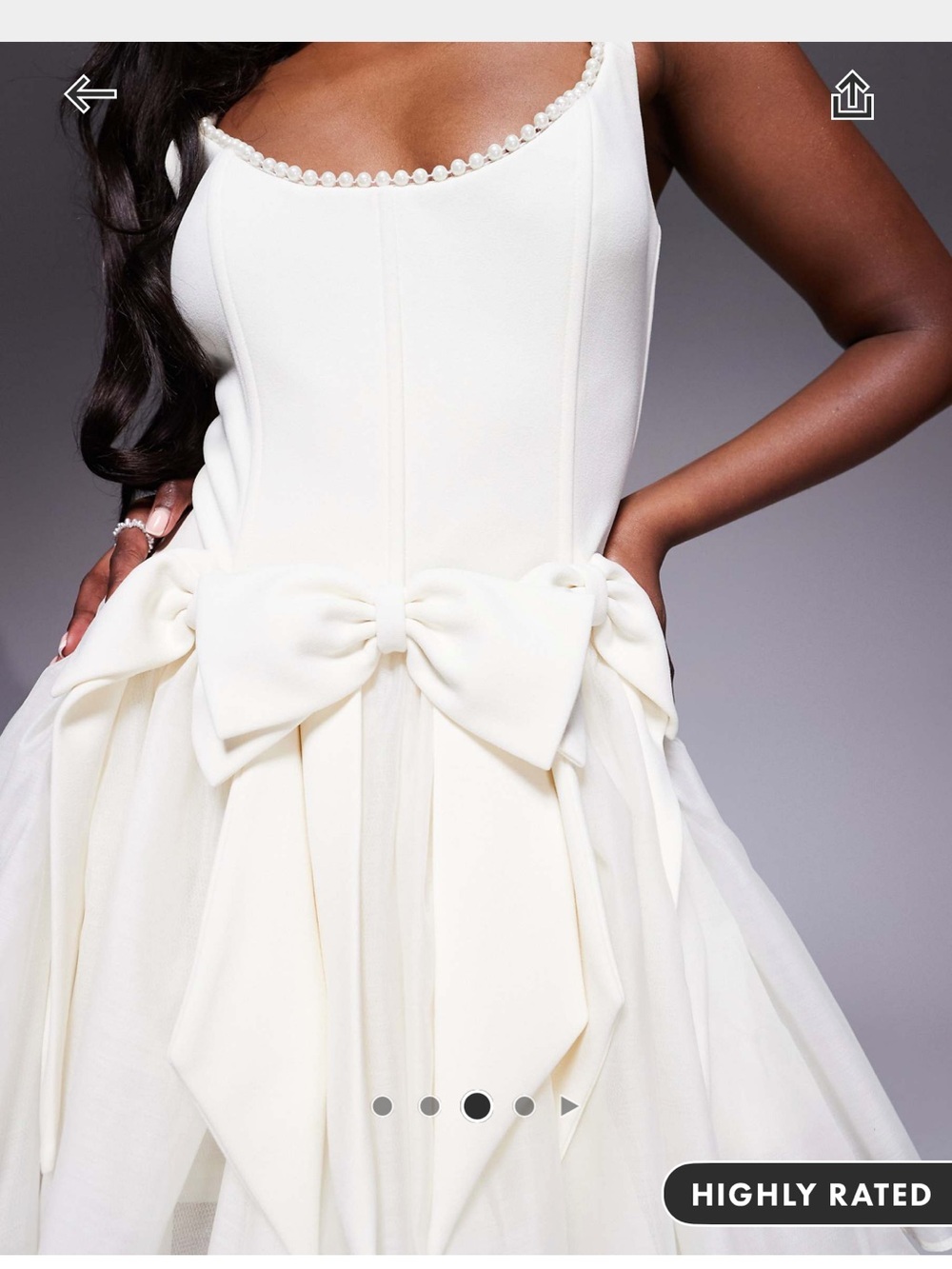 ASOS Luxe pearl embellished corset mini dress with bows in cream - Bridal NWT - Picture 3 of 6